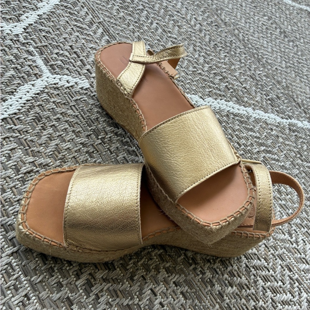 Naguisa Gold Platform Espadrille Platform Sandals 40